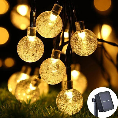 Solar String Crystal Globe Lights 60 LED 8 Lighting Modes IP65 Fairy Light Christmas Garland For Garden Party Decor 1pc/2pcs