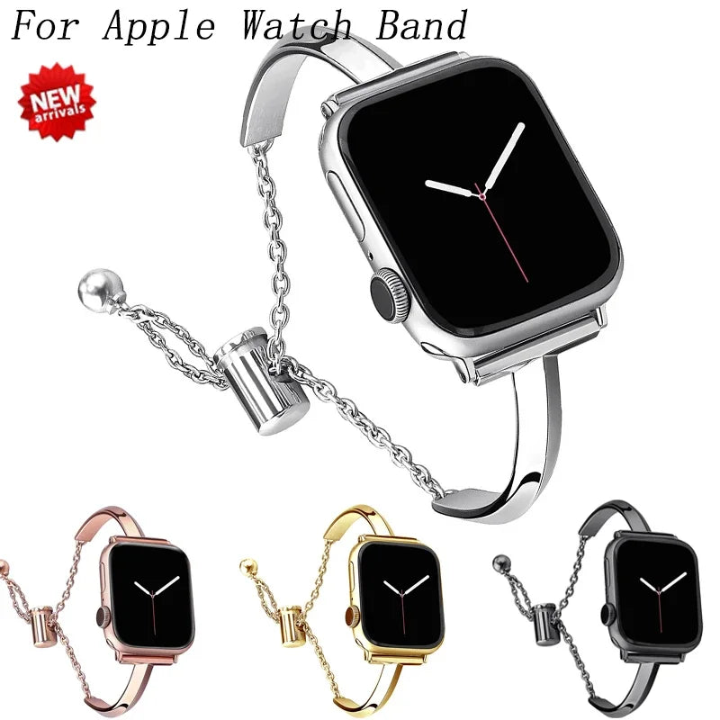 Luxury Watch Band for Apple Watch Series 10 9 8 7 41 45mm 6 Se 5 4 Women Diamond Steel Bracelet IWatch Ultra 49mm 44 40 42 38MM