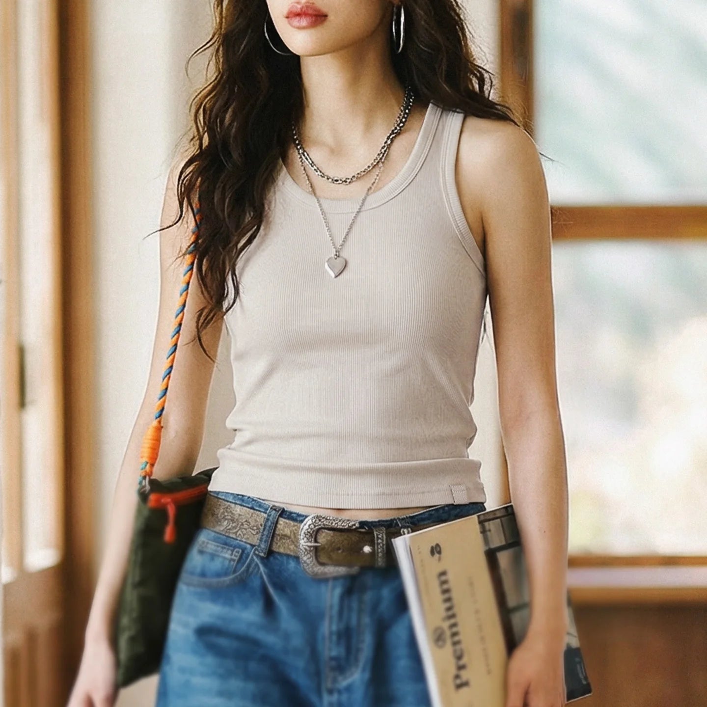 Maden Summer Sleeveless Knitted Tank Tops for Women Solid Color Casual Sports Vest Slim Fit Female Outer Wear Tops
