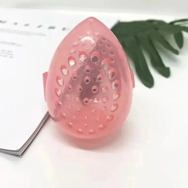 1Pcs Egg Shaped Empty Makeup Sponge Storage Box Portable Plastic Cosmetic Puff Organizer Rack Blender Holder Stand Drying Box