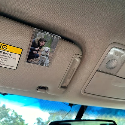 1pc Custom Sun Visor Photo Clip Scratch Resistant Personalized Photo Frame Tool-Free Installation No Charging Required