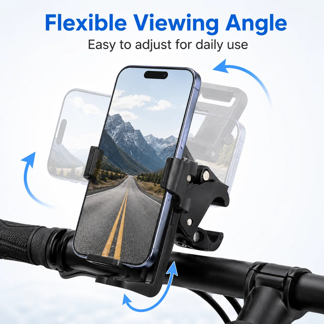 Universal Handlebar Phone Holder Adjustable Bike Scooter Stroller Wheelchair Mount Clamp Stand for 4.0-7.0 Inch Smartphones Uses