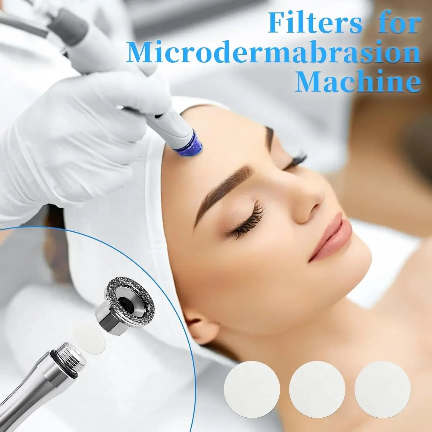 100PCS Microdermabrasion Cotton Filters Replacement 10mm For Face Care & Blackhead Removal Facial Vacuum Filters Accessories