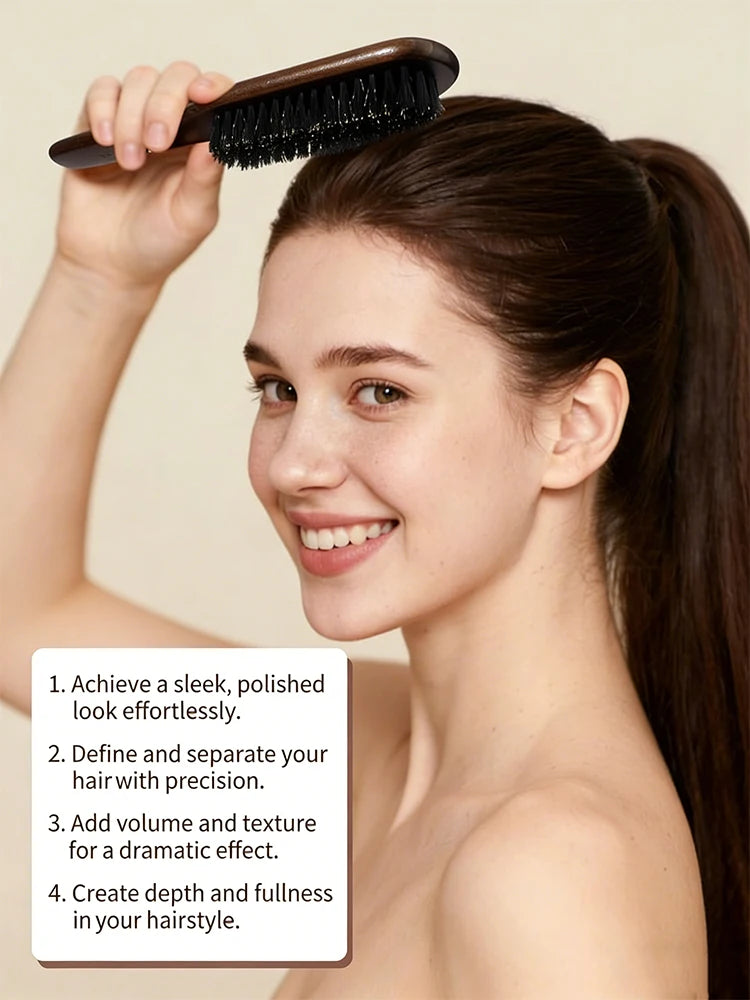 Boar Bristle Hair Brush (Unisex) - Fragrance-Free Professional Barber Styling Bristle Brush, Suitable for Thick/Fine Hair