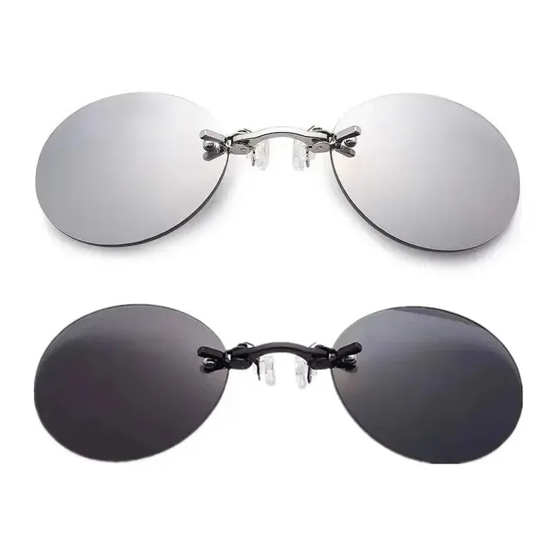  VIEWRING1-2PCS Clip On Nose Glasses Round Rimless Matrix Morpheus Sunglasses Mini Frameless Vintage Men Eyeglasses