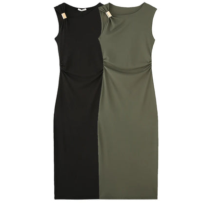 HXAO Womens Ruffled Bodycon Dresses Green Black Dress Summer Woman Sexy  Sleeveless Long Dresses Asymmetric Corset Vestidos 066