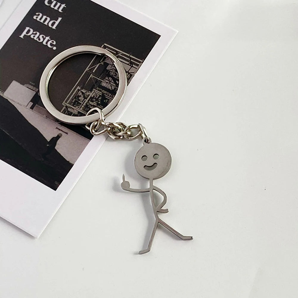 Fun Match People Keychain Creative Car Keyrings Heart To Heart Middle Finger Lovers Key Chain New Bag Pendant Couple'S Gifts