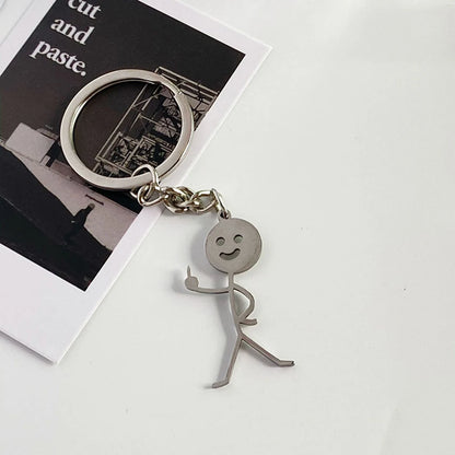Fun Match People Keychain Creative Car Keyrings Heart To Heart Middle Finger Lovers Key Chain New Bag Pendant Couple'S Gifts