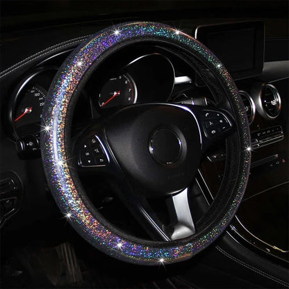 Car Universal 37/38cm Steering Wheel Cover Elastic Handle Cover Colorful Bronzing Diamond BlingBling Steering Wheel Accessories