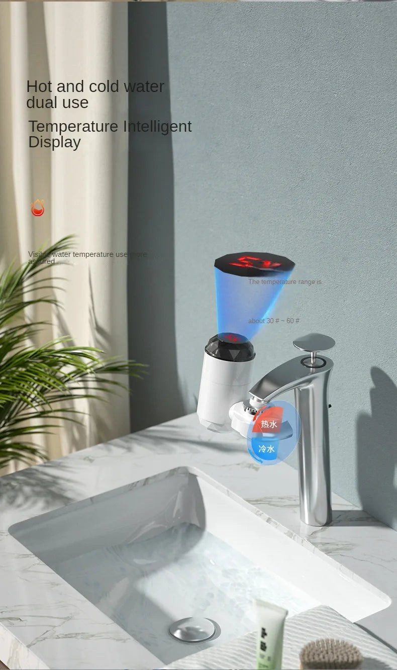 Kitchen Electric Water Heater Tap Instant Hot Water Faucet Heater Cold Heating Faucet Tankless Instantaneous Water Heater