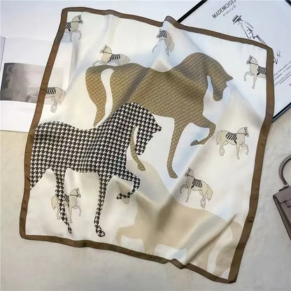 1 pcs 70x70 Imitation Silk Satin Hair Scarf Women Handkerchief Printed Female Square Head Bandana Small Neck Muffler Hijab Lady