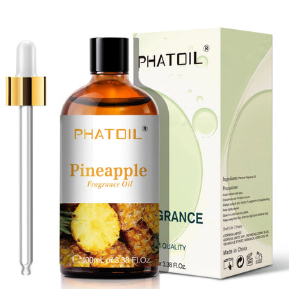 PHATOIL 100ml Fruity Fragrance Oil for Diffuser Candles Making -Coconut & Vanilla Strawberry Lemon Peach Aroma Essential Oils