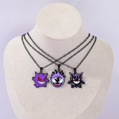 Gengar Cosplay Pendant Necklace - Anime Charms Jewelry for Women Men Kids Chain Choker Perfect Party Gift