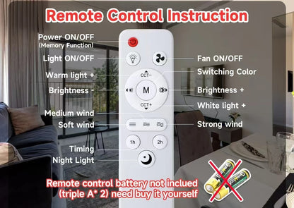 LED 30W Ceiling Fan Light E27 with Remote Control for Dimming Suitable for Living Room Study Household Use 85-265V 선풍기