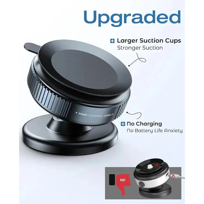 360°Adjustable Suction Cup Phone Mount Magnetic Car Phone Holder Vacuum Suction for Gym/Mirror/Smooth Surface For All Smartphone