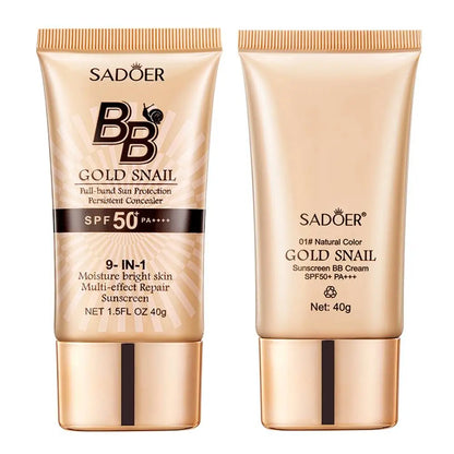 Gold Snail Sunscreen BB Cream Protector Facial Sun Block SPF50 BB Cream Isolation Lotion Concealer Facial Moisturizer