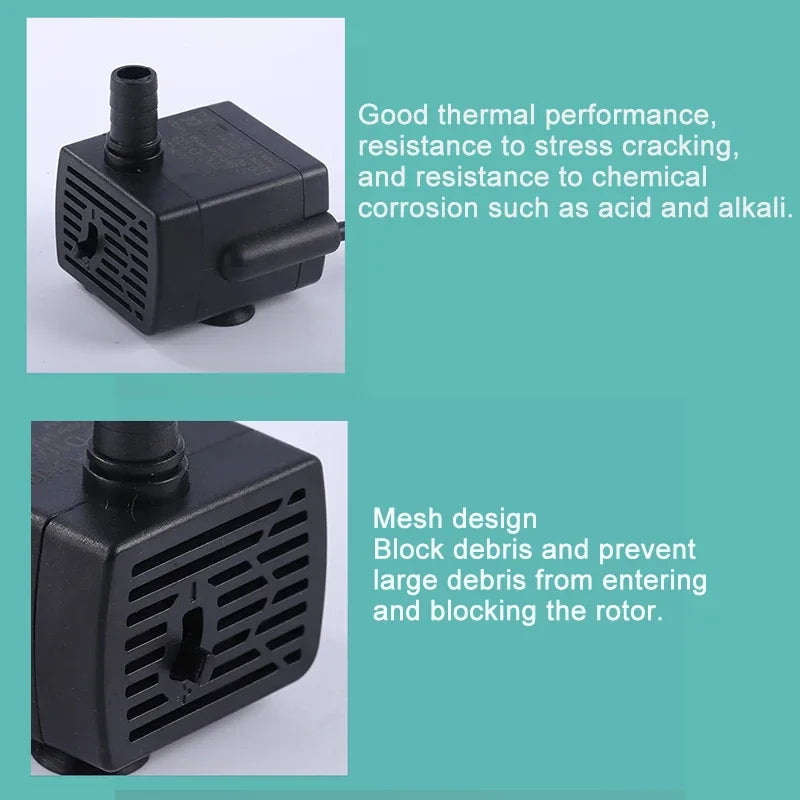 Ultra Quiet USB Aquarium Fish Tank Filtration Pump Mini Pet Fountain Submersible Adjustable Flow Water Circulation Pump 5V