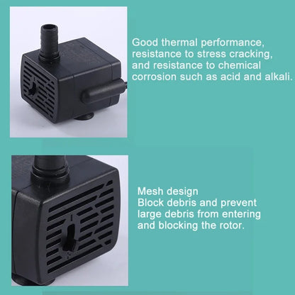 Ultra Quiet USB Aquarium Fish Tank Filtration Pump Mini Pet Fountain Submersible Adjustable Flow Water Circulation Pump 5V