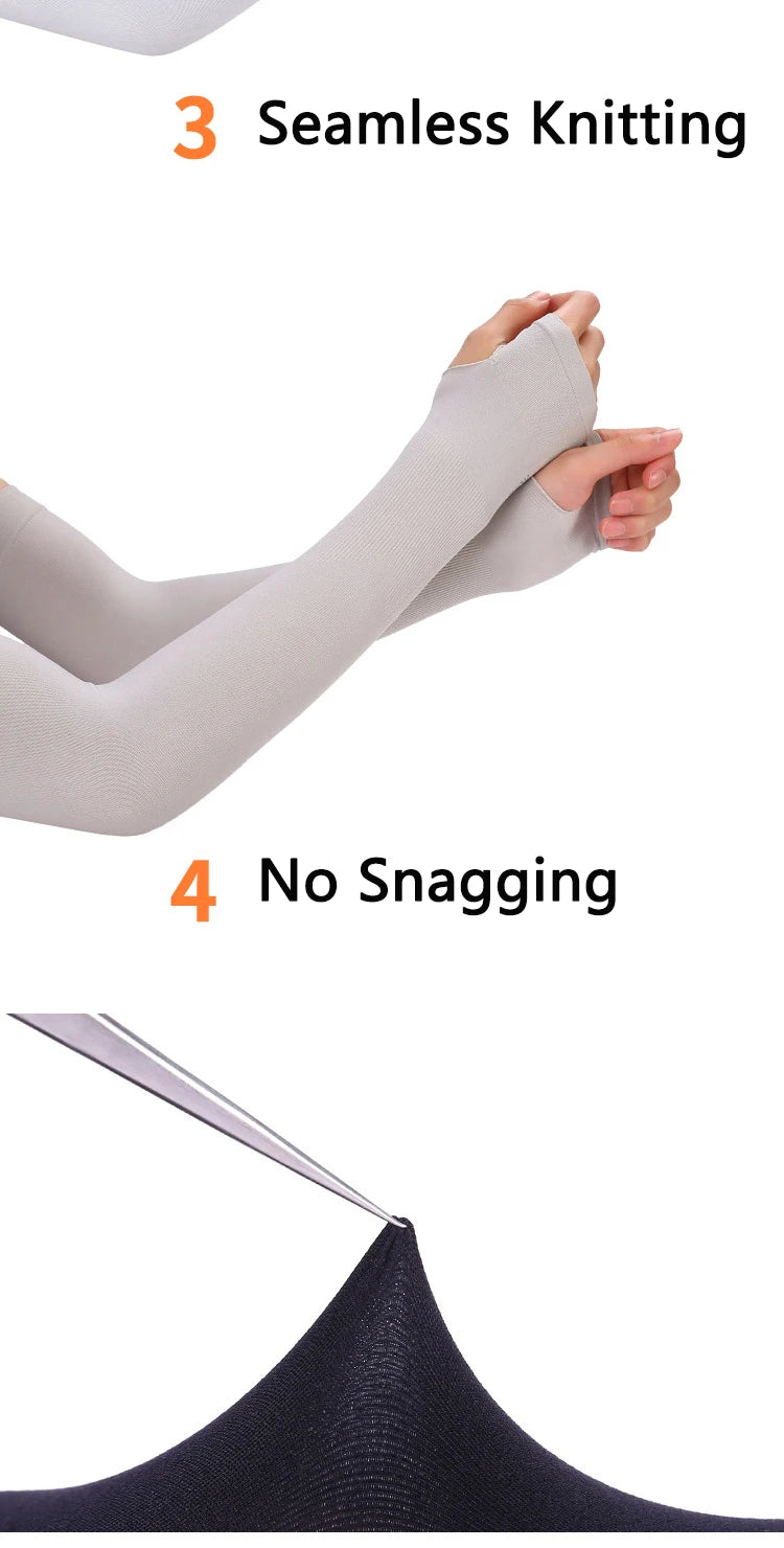 Anti-UV Arm Covers for Men Women Cycling Fingerless Gloves Summer Sport Ice Silk Cool Scarf Silk Elastic Arm Covers Driving