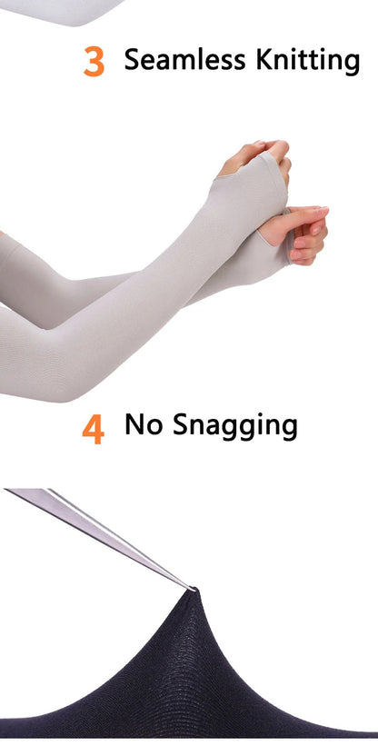 Anti-UV Arm Covers for Men Women Cycling Fingerless Gloves Summer Sport Ice Silk Cool Scarf Silk Elastic Arm Covers Driving