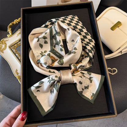 Fashion Skinny Silk Scarf for Women Letter Hair Ribbons Headbands Bandana Female Bag Wrist Wrap Neckerchief Foulard Neck Ties