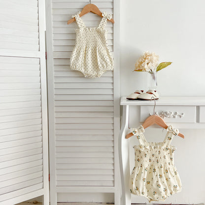 Summer Outfit Kids Baby Clothes Cotton Sleeveless Rompers Newborn Girls Clothes Toddlers Flower Bow Kids One-pieces Bodysuits