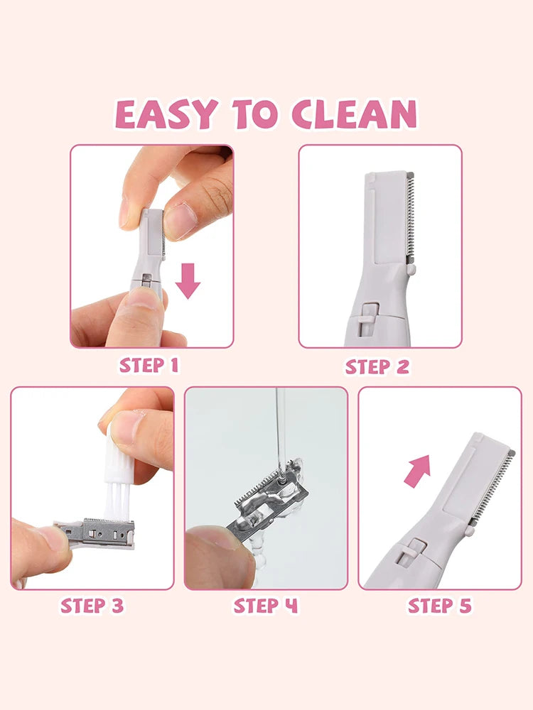 Electric Mini Eyebrow Trimmer Shaver Hair Removal Facial Neck Body Arms Legs Blur - Rechargeable Personal Grooming Kit