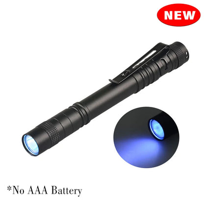 1/2PCS UV Flashlight 395nm Ultraviolet Torch With Pen Clip Portable Use AAA Batteries Light Pet Urine Scorpion Detector UV Lamp