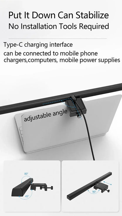 Eye-Care Desk Lamp 33cm 50cm LED Computer PC Monitor Screen Light Bar Stepless Dimming Reading USB Powered Hanging Table Lamps