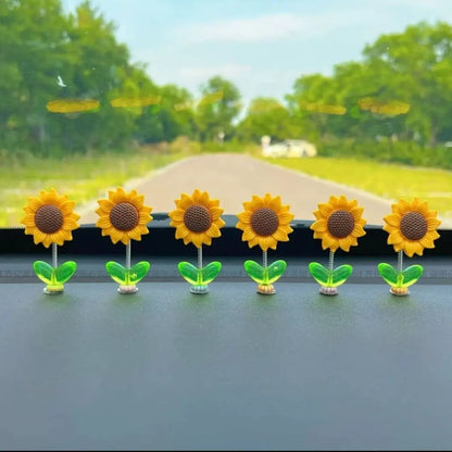 Cute Shaking Sunflower Car Decor Funny Dashboard Ornament for Car Interior Styling