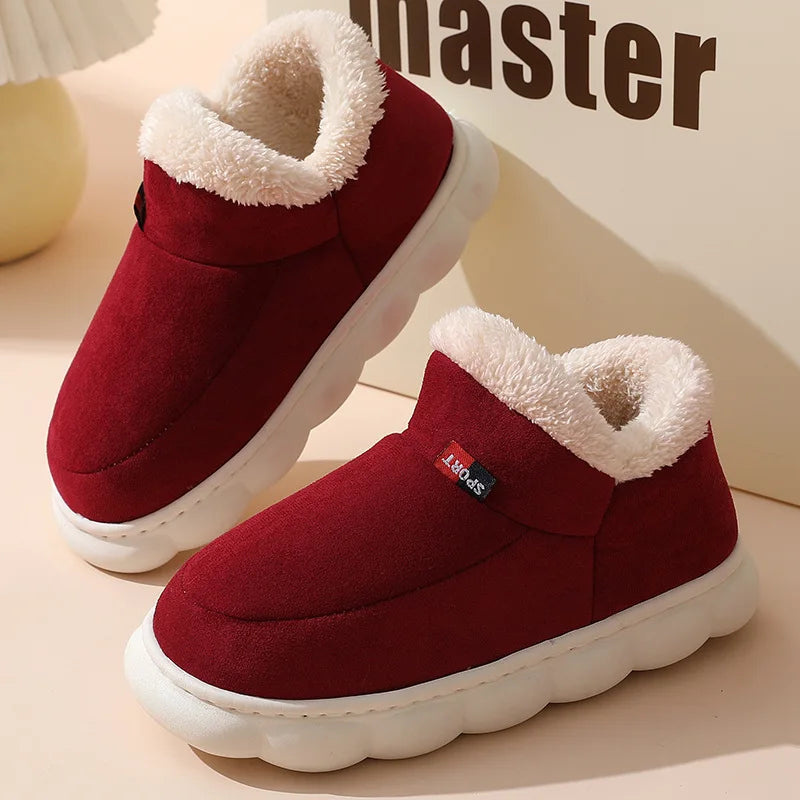 Shevalues Fashion Fur Slippers For Women Men Winter Warm ankles Cozy Furry Slides Home Indoor Soft Sole Plush Slides Cotton Shoe