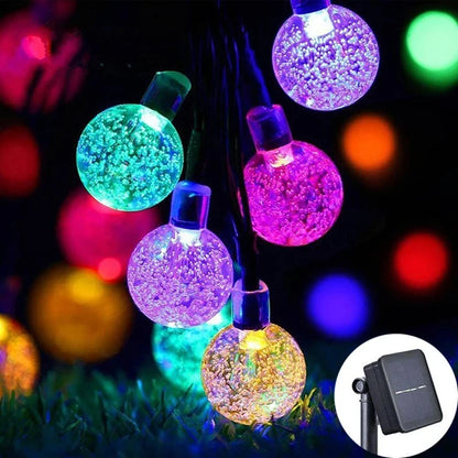 Solar String Crystal Globe Lights 60 LED 8 Lighting Modes IP65 Fairy Light Christmas Garland For Garden Party Decor 1pc/2pcs