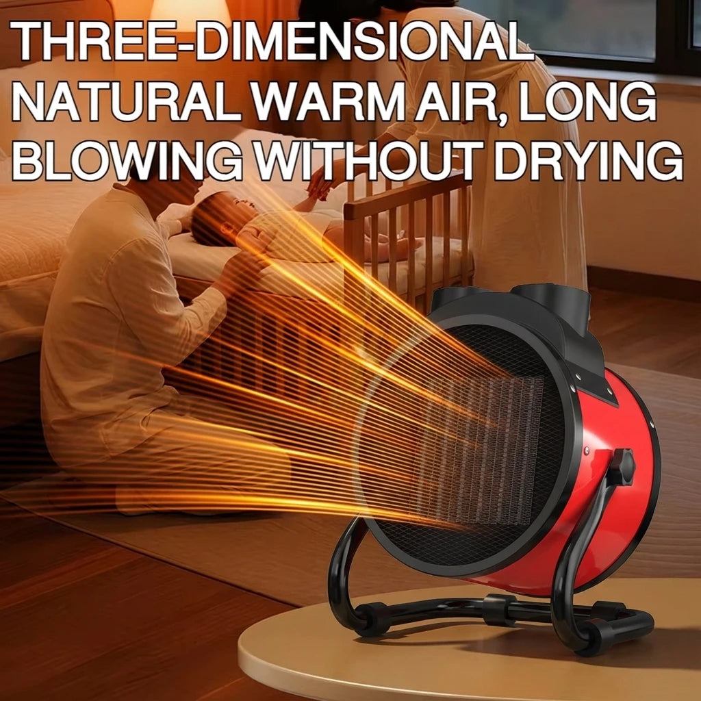 Portable 2000W Space Heater with Fan 2 Heat Settings Adjustable Thermostat Fan Mode Tip Over Overheat Protection for Indoor