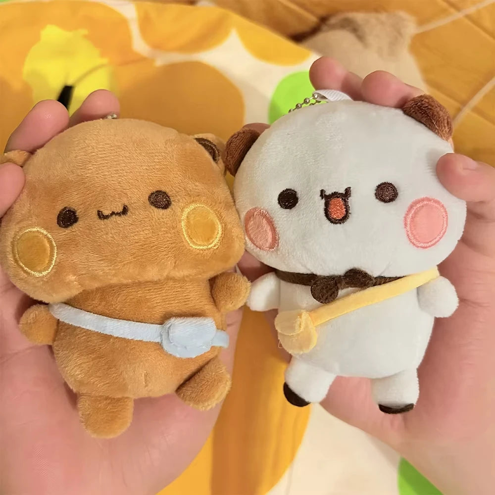 1/2Pcs New Panda Bubu and Yier Plush Pendant Keychain Dolls Cute Cartoon Panda Bear Key Ring Backpack Pendant Couple Gifts