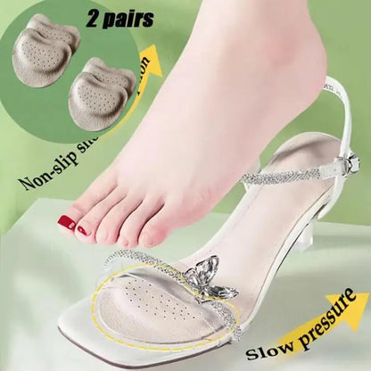 2Pairs Sandals Anti-slip Stickers Forefoot Pad Women High Heels Pain Relief Insert Insoles Toe Cushion Foot Care Shoes Pad