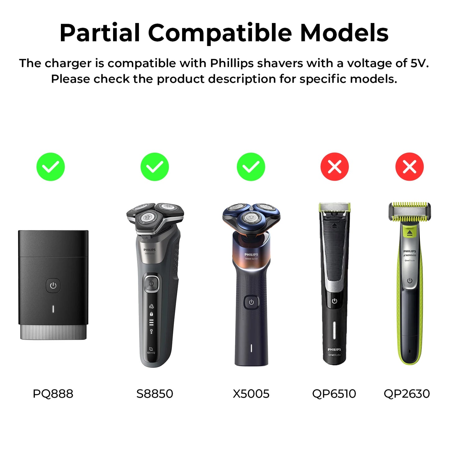 5V 1A Charger Cable For Philips Norelco One Blade QP2724 QP2834 MG5910 MG7910 MG9510 MG9520 PQ888 PQ889/Norelco Shaver 3900