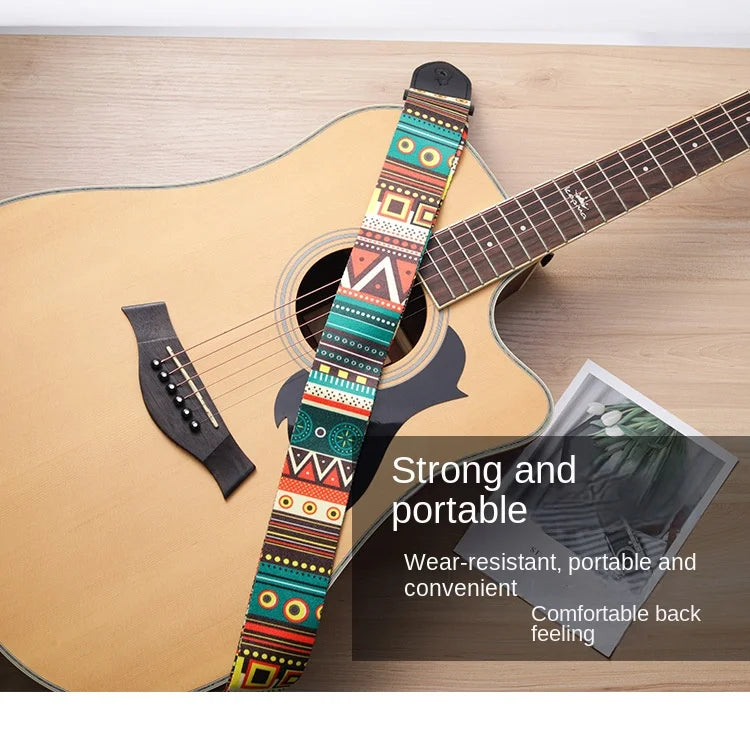 Fashion Retro Ethnic Style Guitar Strap Adjustable Leather Strap for Folk Guitar Electric Guitar Bass Ukulele Guitar Accessories