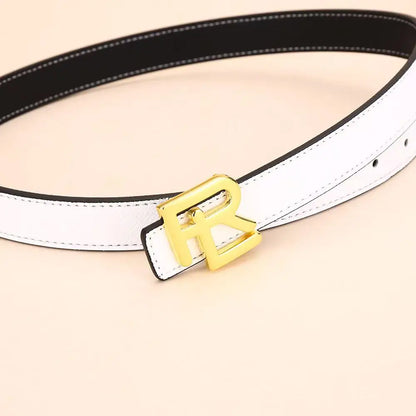 Women's fashion double-sided belt high-quality gold buckle is best suited to women's denim belt dresses