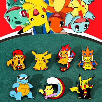 Anime Pikachu Squirtle Enameled Brooch Pin - Pokemon Lapel Badge Jewelry Accessory for Clothing And Backpacks