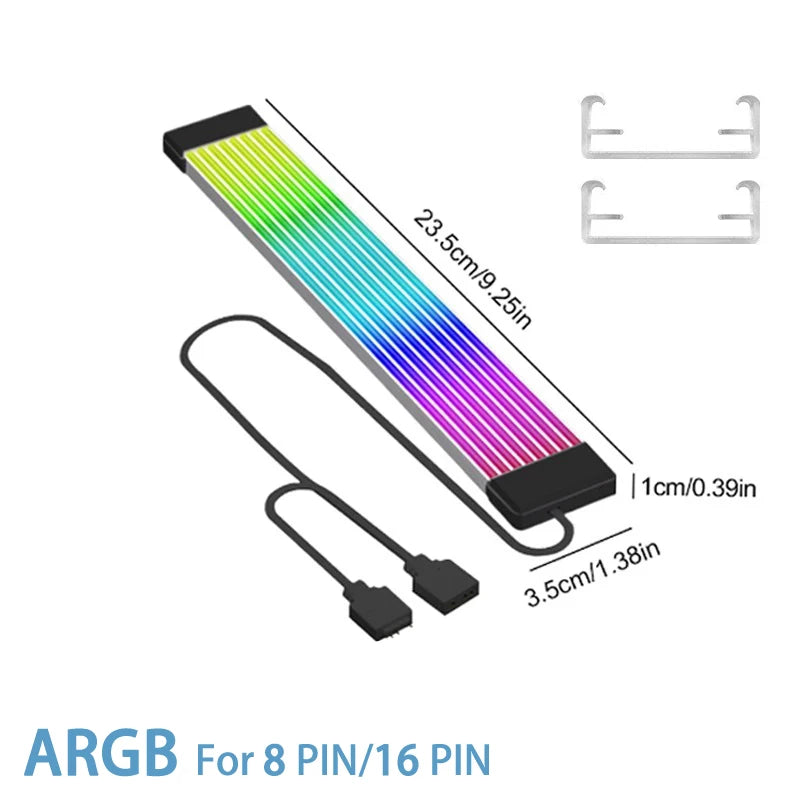 Computer Case Bendable ARGB Light Board, Suitable For Graphics Card 24pin/8pin/2x8pin/12VHPWR/Motherboard Decorative Light Strip