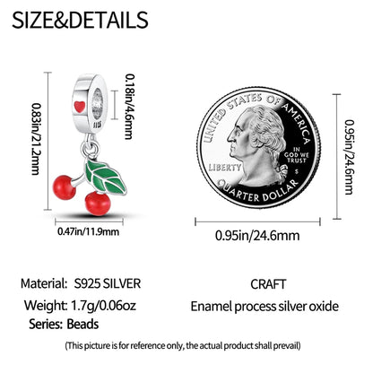 Charms Silver 925 Ladybugs and Cherry Strawberries Pendant Bead Fit 3mm Bracelet Bangle Necklace For Women Luxury Jewelry Making