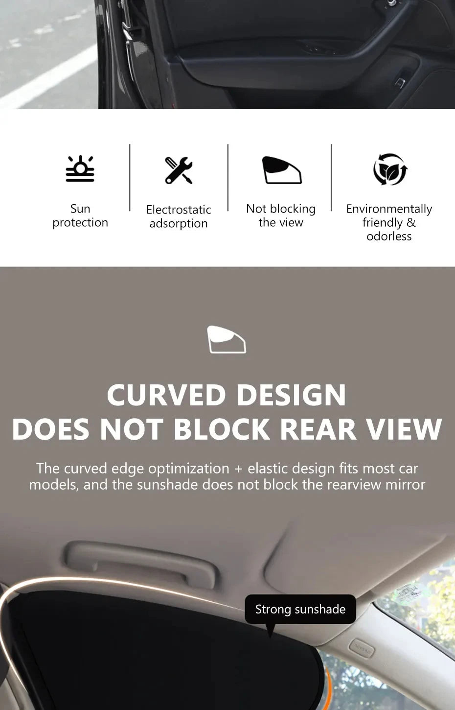 New Electrostatic Sun Visor for Car Side Window 4-Layer Sun Shade Curtains Anti-Glare UV-Blocker Auto Internal Blocker 99.9% UV