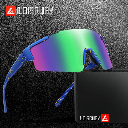 LOISRUBY Band New Style Cycling Sunglasses Sports Bike Glasses Men Women Mtb Bicycle Eyewear Large Windproof Eyewear UV400