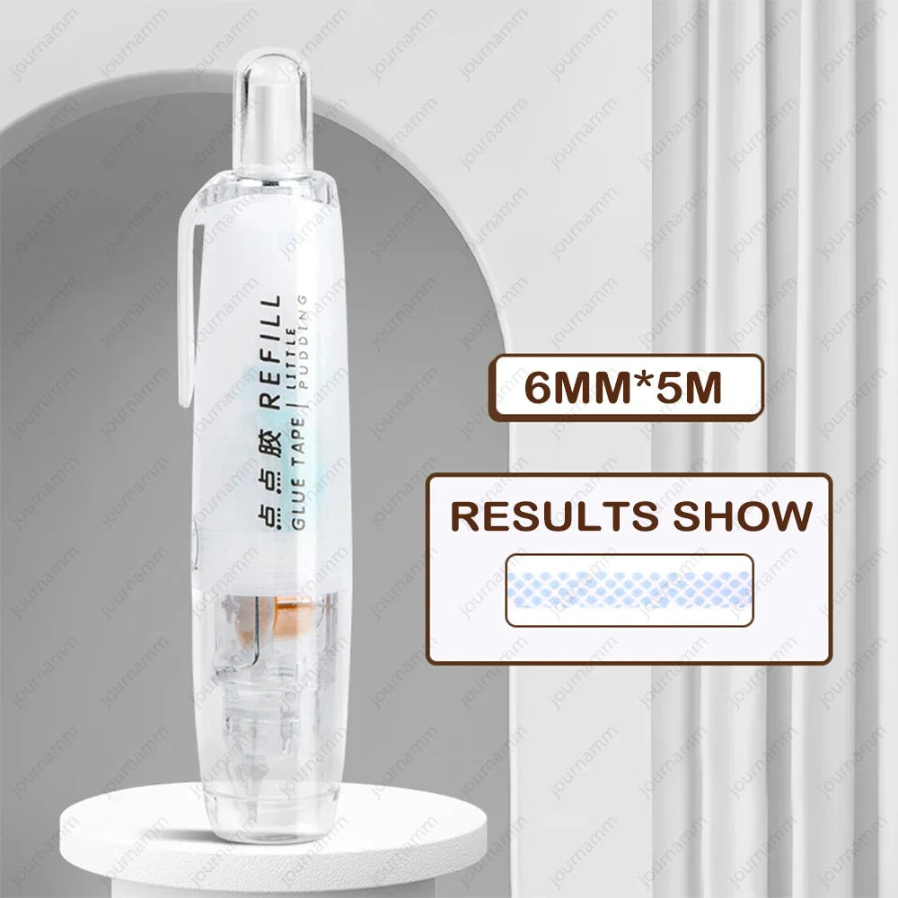 Journamm 5m*6mm Cute Dots Glue Tape DIY Scrapbooking Collage Photo Album School Stationery Double Sided Adhesive Roller Tape