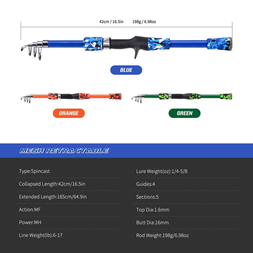 Portable telescopic camouflage children's fishing rod with rotating adjustment throwing rod outdoor fishing accessories tools
