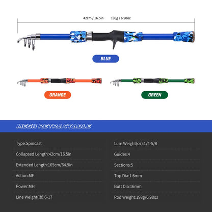 Portable telescopic camouflage children's fishing rod with rotating adjustment throwing rod outdoor fishing accessories tools