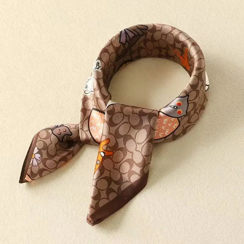 New Silk Square Scarf Women Luxury Floral Print Kerchief Soft Satin Hairband Hands Bag Ribbon Foulard Hijab Neckerchief Headband