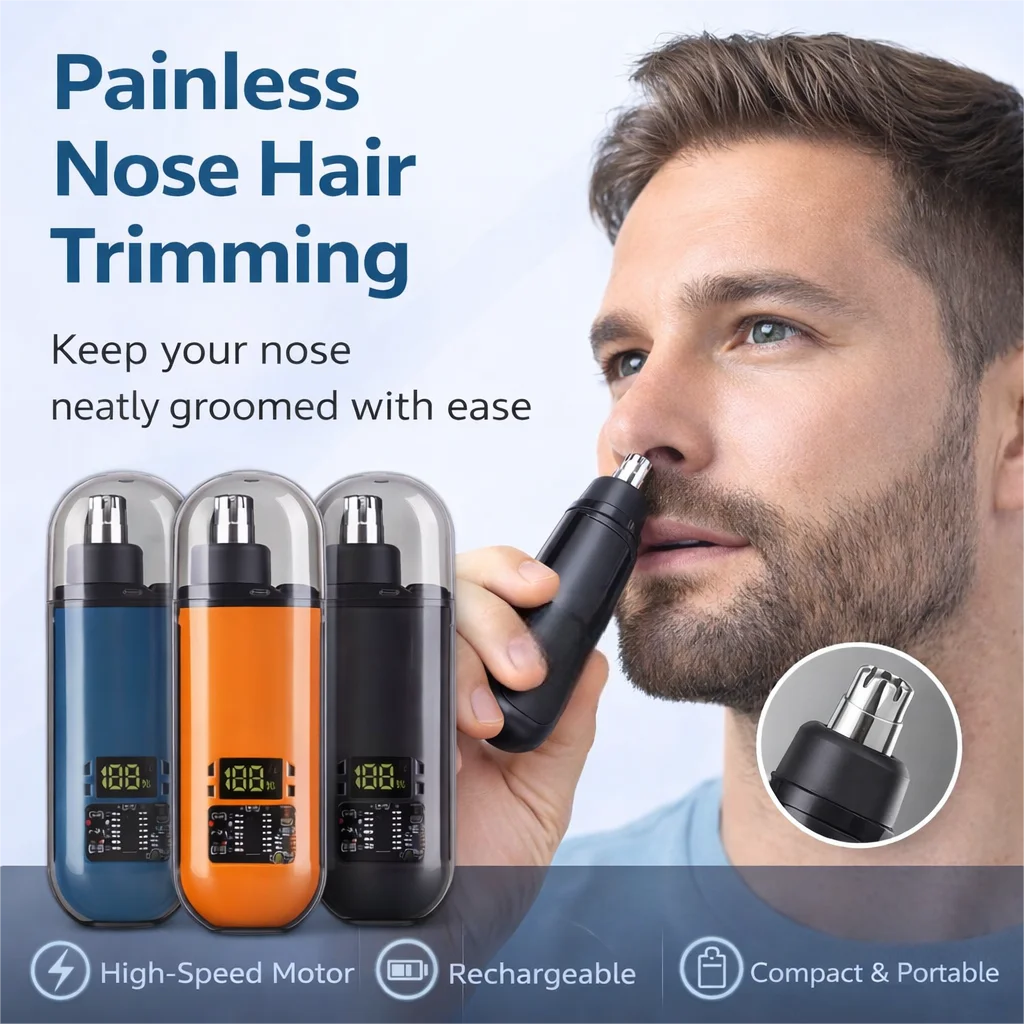 USB Rechargeable Nose and Ear Hair Trimmer for Men Electric Clipper Quick Charging Low Noise Washable Pocket Eyebrow Trimmer ﻿