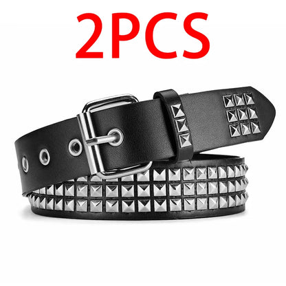 Trend Rivet Belt Heavy Metal Belt Men Women Punk Nightclub Rock Style Belt Jeans Belt Y2K Belt Fashion Decoration Women's Belts