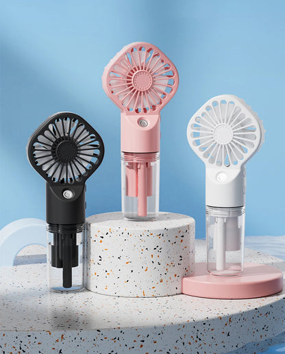 Portable Humidifier Fan Handheld Mist Fan Portable USB Mini Handheld Fan with Water Humidifier Rechargeable Mini USB Hand Fans